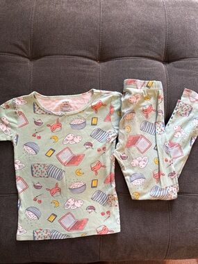 Carter's Mint Green Girls Pajama Set with Pink & Yellow Accents